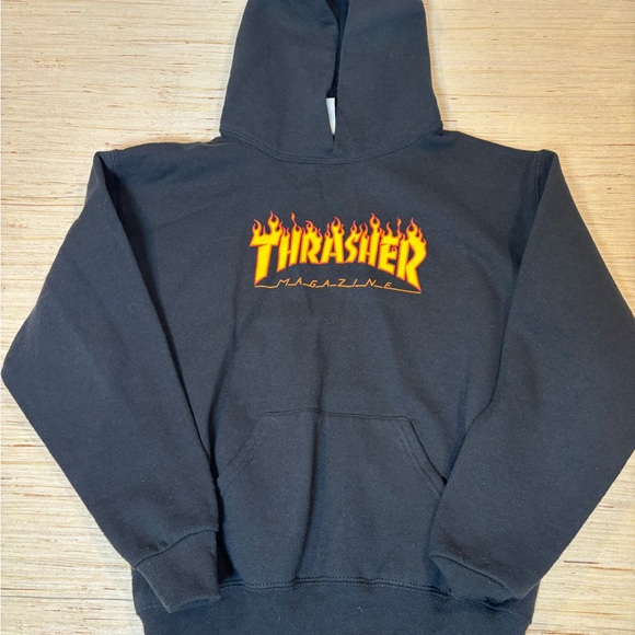 Thrasher Other - Thrasher Flame Logo Black Hoodie Medium Kids Skateboard Streetwear